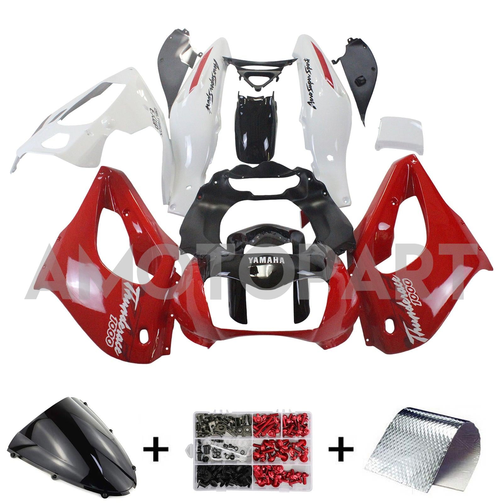 Amotopart 1997-2007 Yamaha YZF1000R Thunderace Fairing Red&Black Style5 Kit
