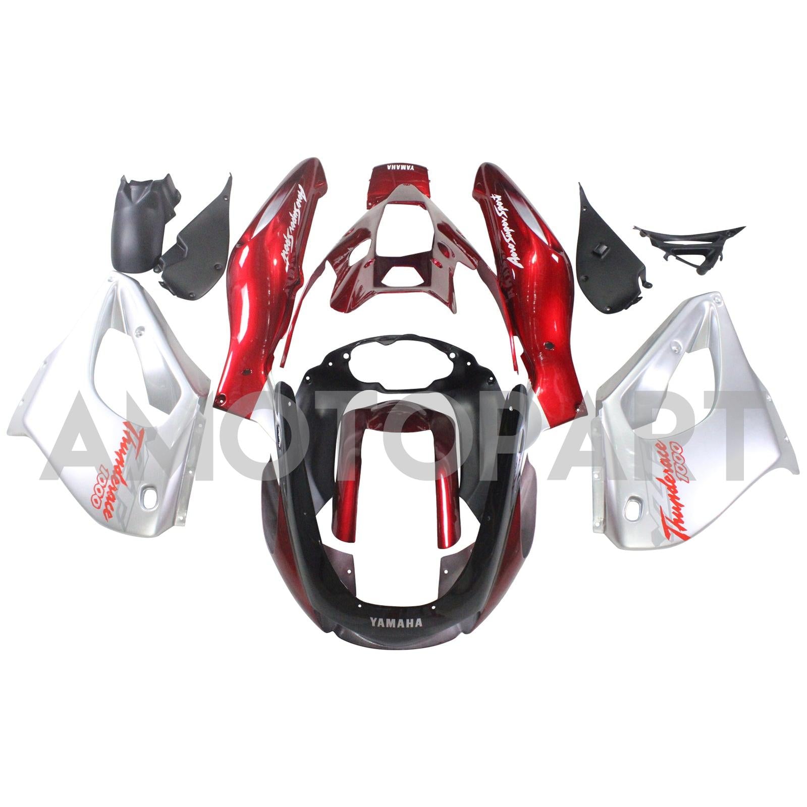 Amotopart 1997-2007 Yamaha YZF1000R Thunderace Fairing Red&Sliver Style1 Kit