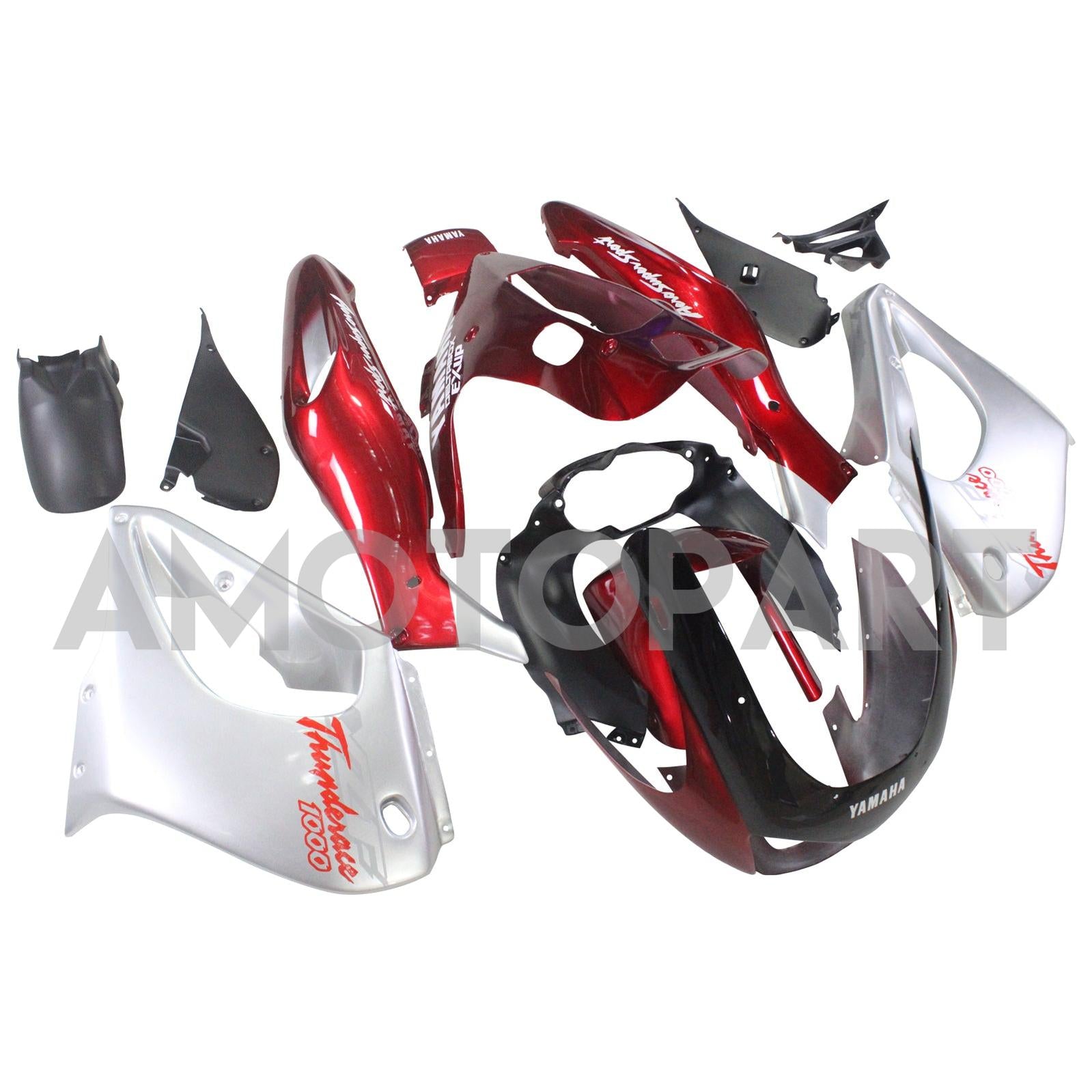 Amotopart 1997-2007 Yamaha YZF1000R Thunderace Fairing Red&Sliver Style1 Kit