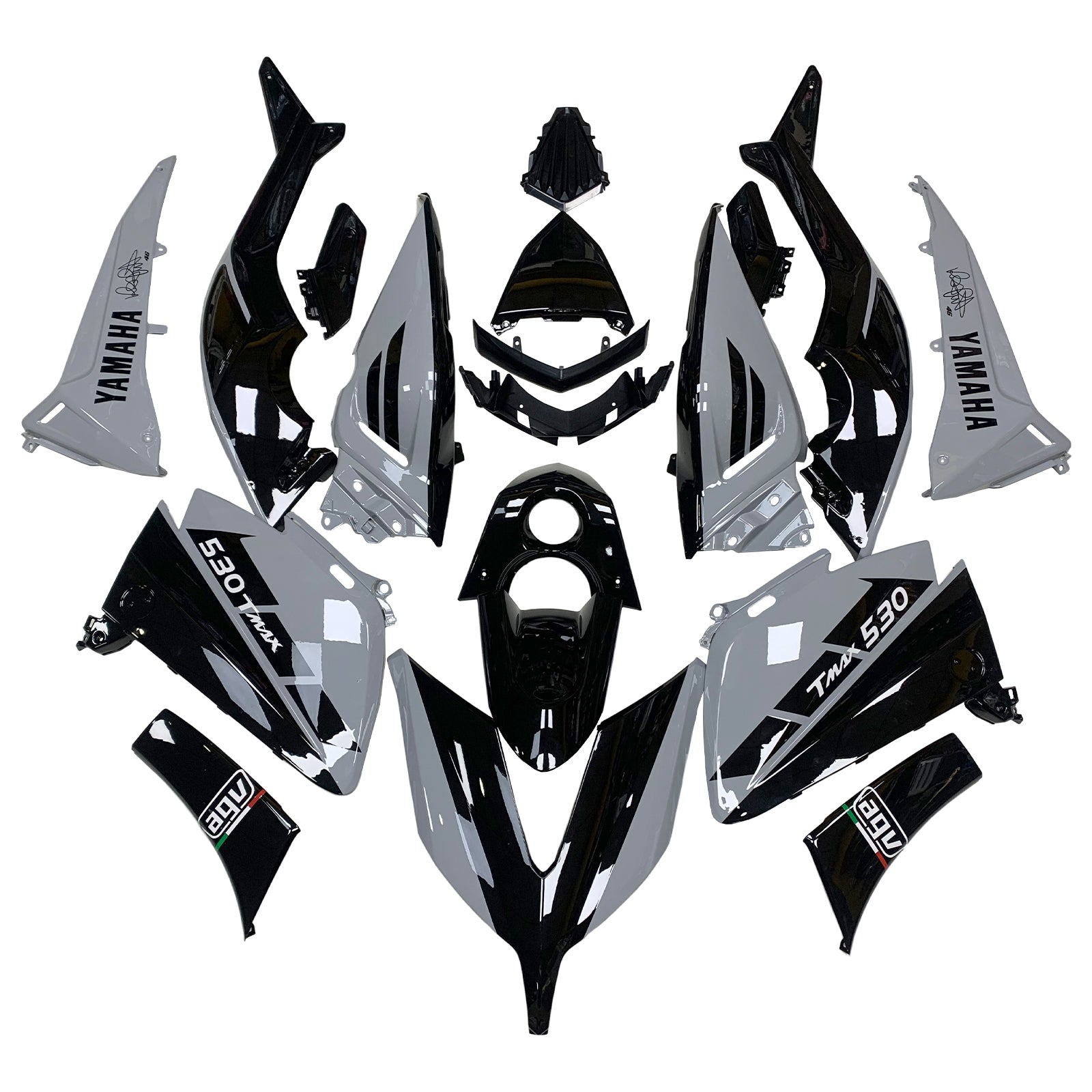 Amotopart 2015-2016 Yamaha T-Max TMAX530 Fairing Grey&Black Kit