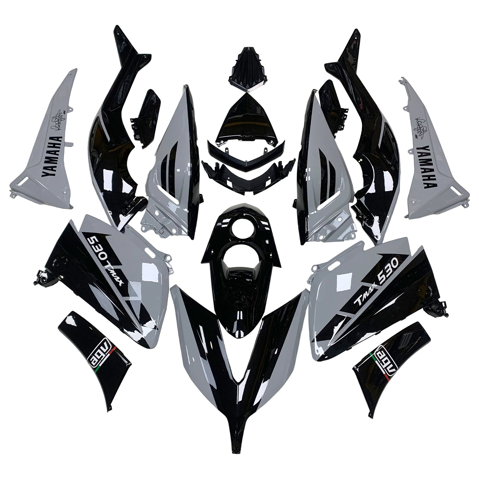 Amotopart 2015–2016 Yamaha T-Max TMAX530 Verkleidung, Grau und Schwarz