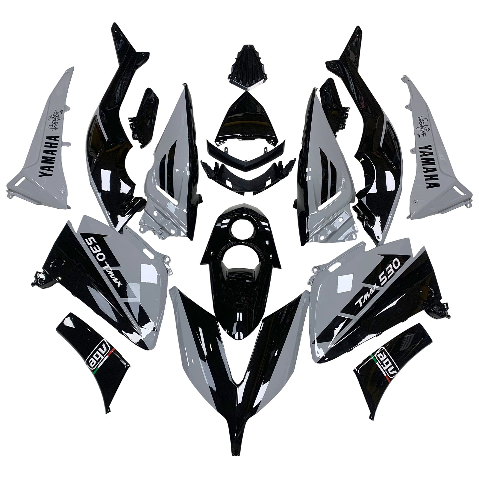 Amotopart 2015-2016 Yamaha T-Max TMAX530 Kit carena grigio e nero