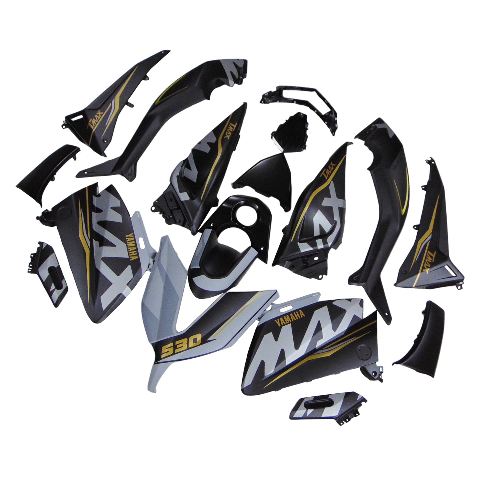 Amotopart 2015-2016 Yamaha T-Max TMAX530 Fairing Matte Black with Accents Kit