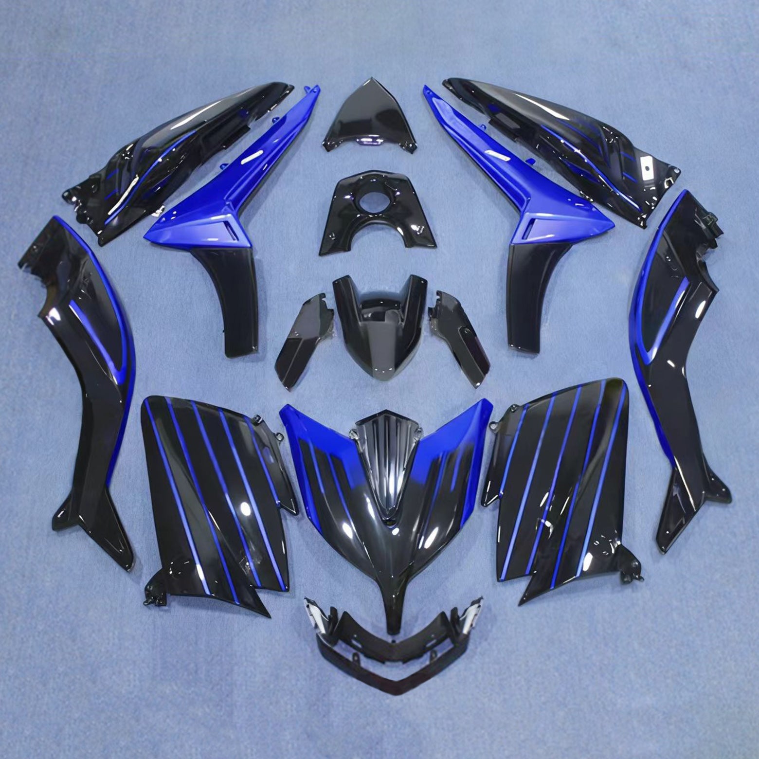Amotopart 2015-2016 ヤマハ T-Max TMAX530 フェアリング ブルー&ブラック スタイル2 キット
