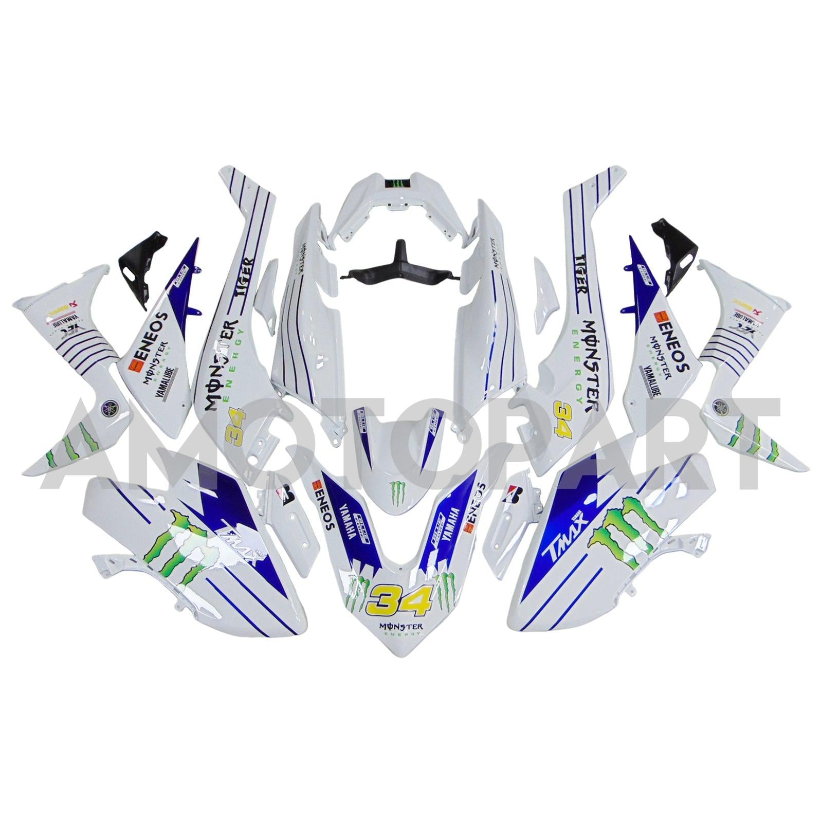 Amotopart 2017-2018 Yamaha T-Max TMAX530 Fairing White&Blue Kit