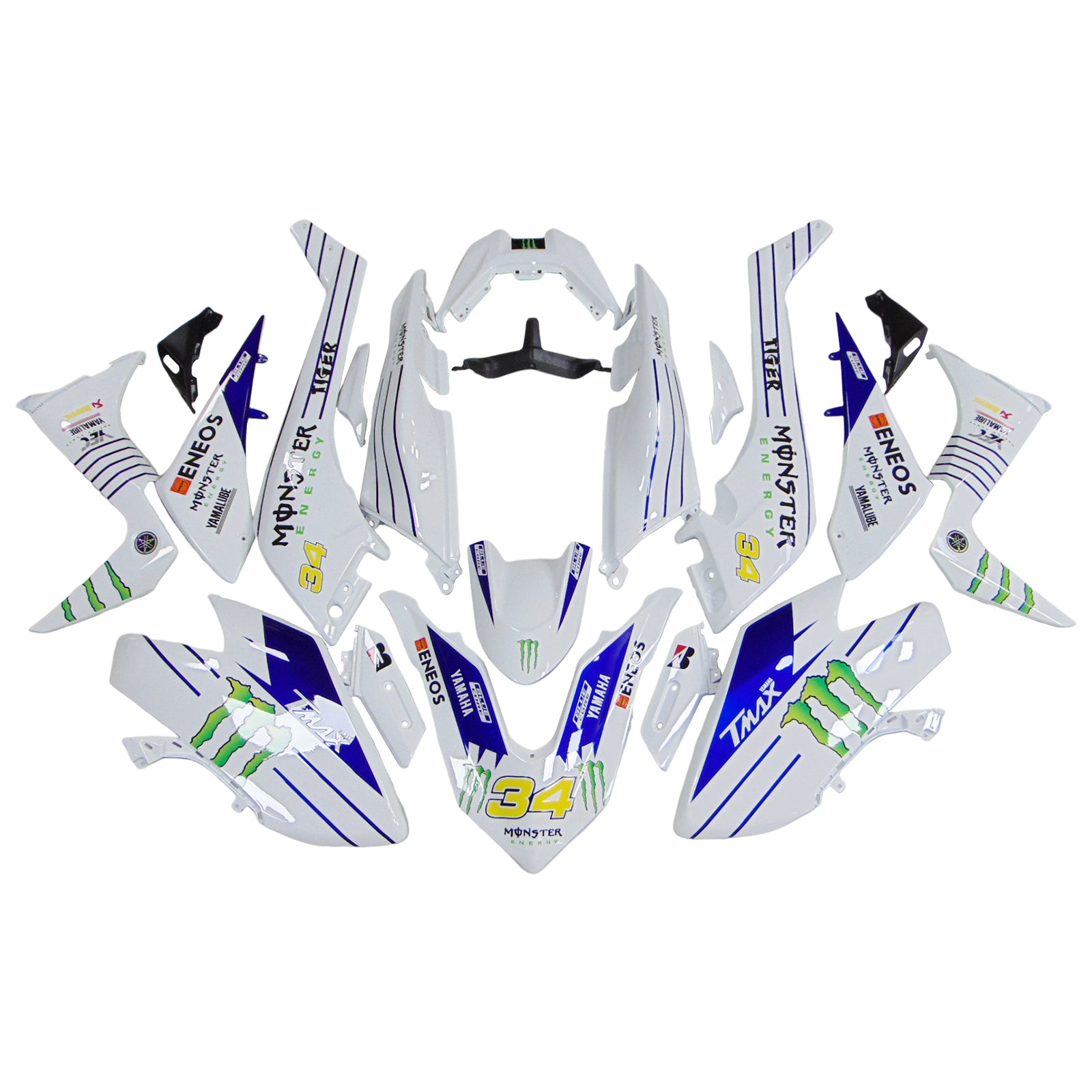 Amotopart 2017-2018 Yamaha T-Max TMAX530 Fairing White&Blue Kit