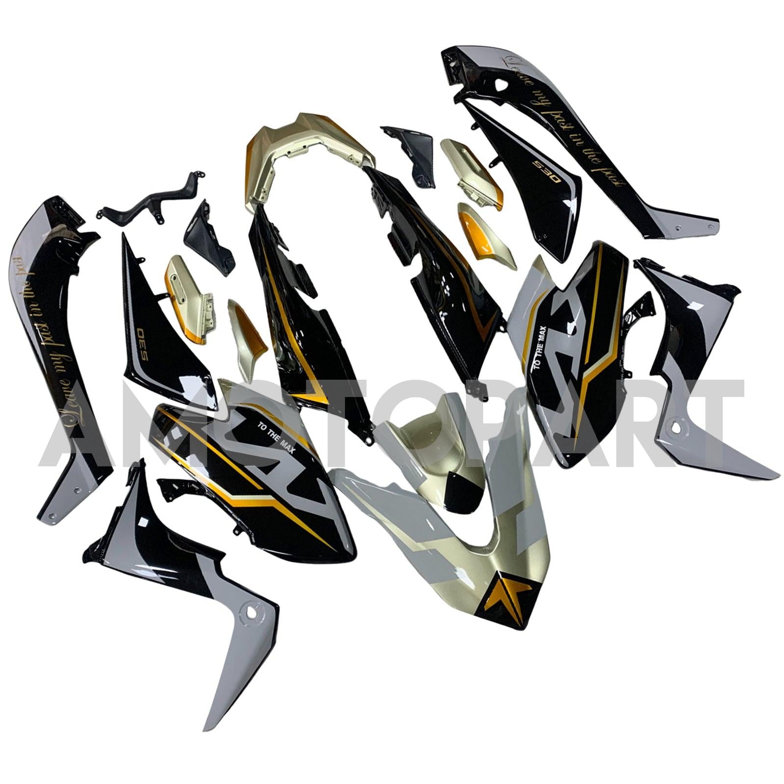 Amotopart 2017-2018 Yamaha T-Max TMAX530 Fairing Silver&Gold Kit