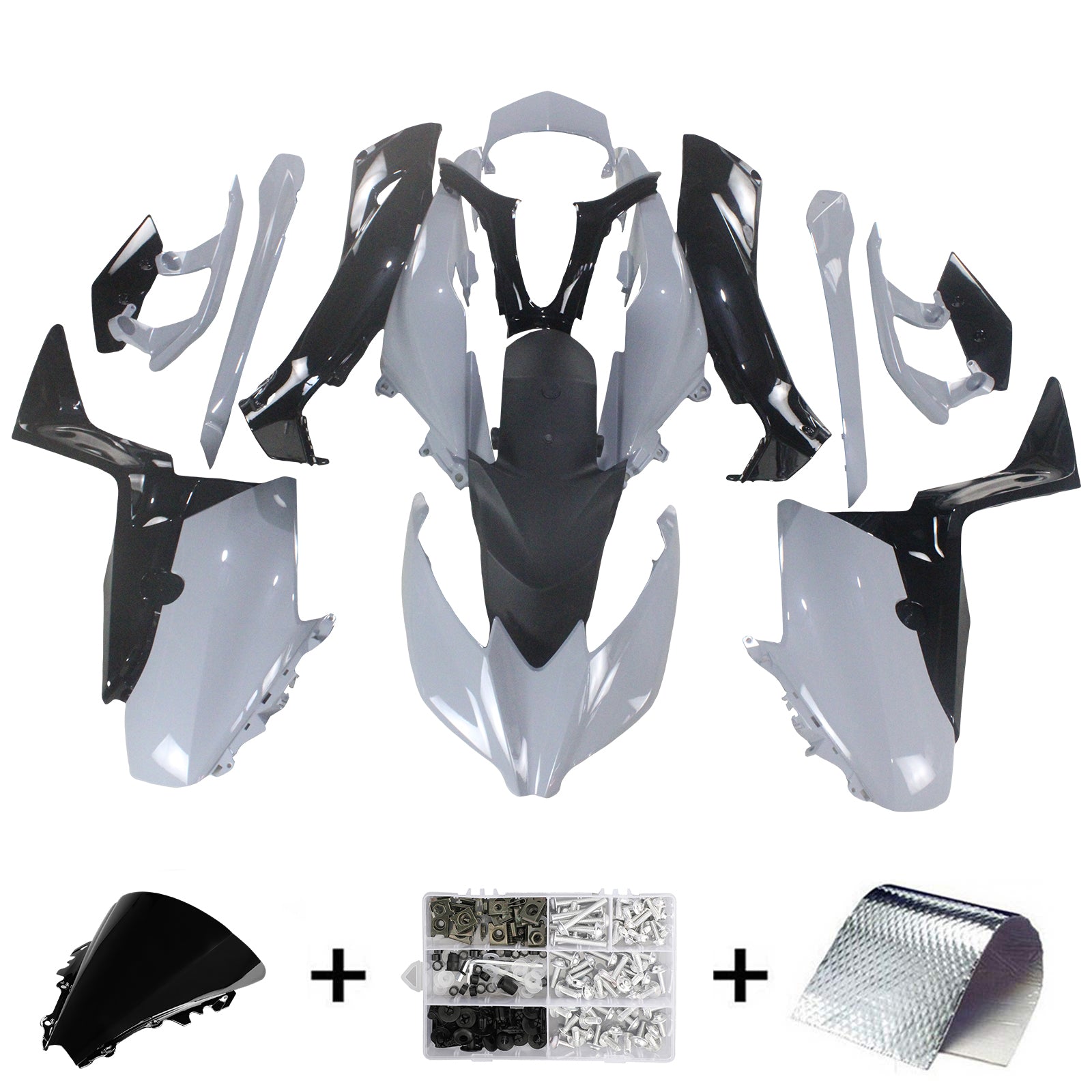 Amotopart 2017-2021 Yamaha XMAX 300 Carenado Gris Negro Estilo 1 Kit