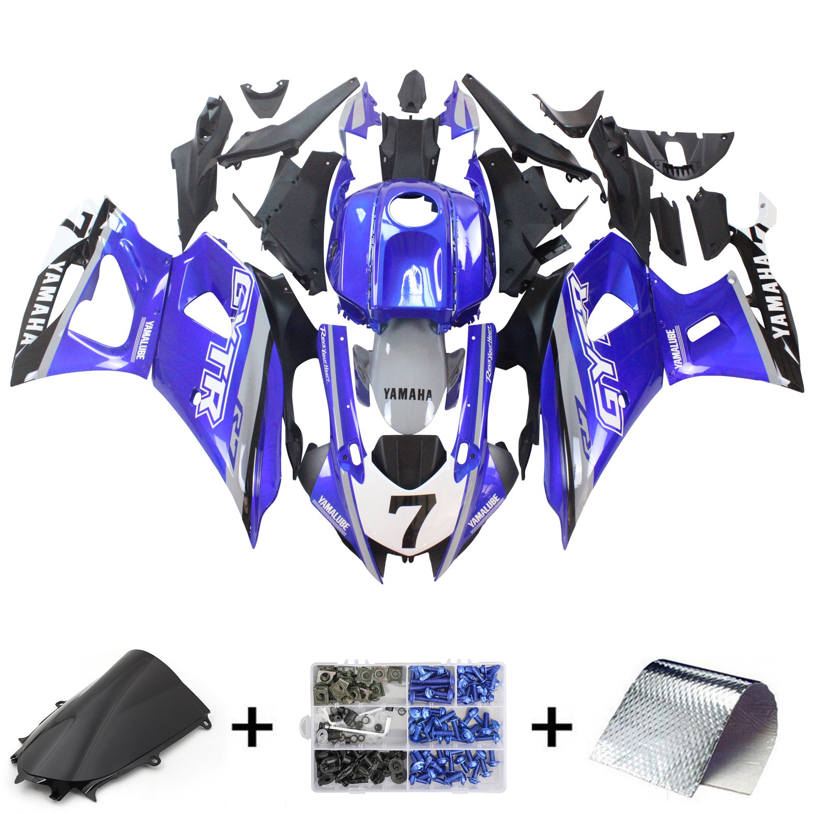 Amotopart 2021-2024 Yamaha YZF-R7 Kit de carenado azul Style2