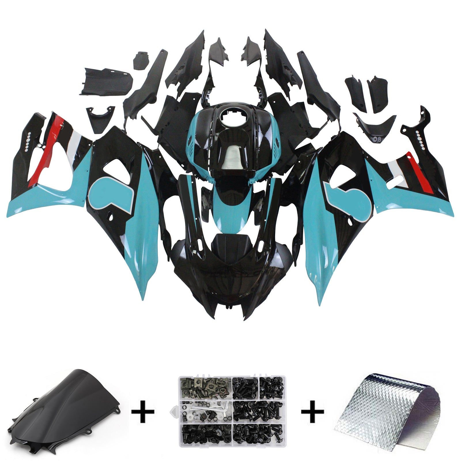 Amotopart 2021-2025 Yamaha YZF-R7 Black Blue Fairing Kit