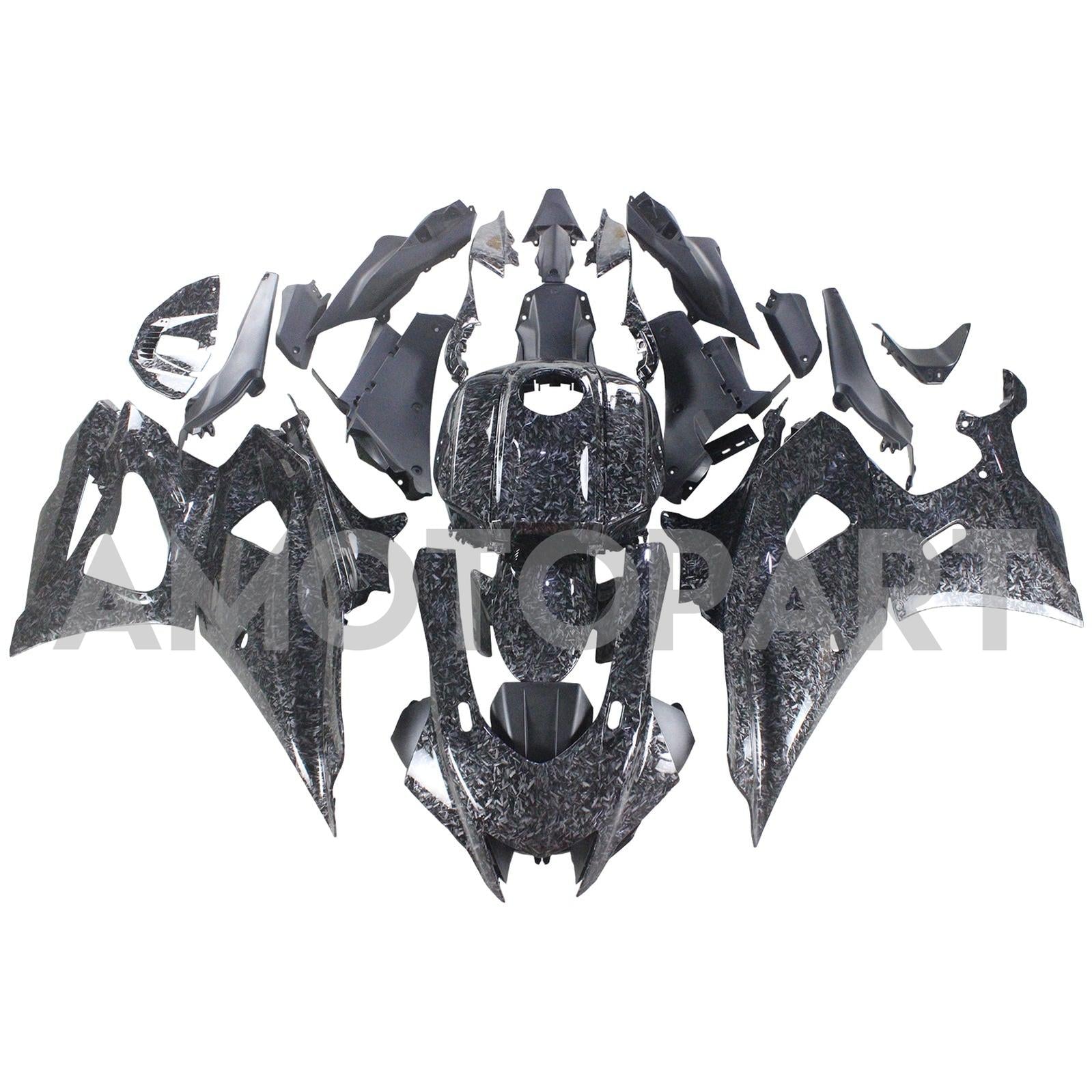 Amotopart 2021-2025 Yamaha YZF-R7 Carbon Fiber Marble Black Fairing Kit