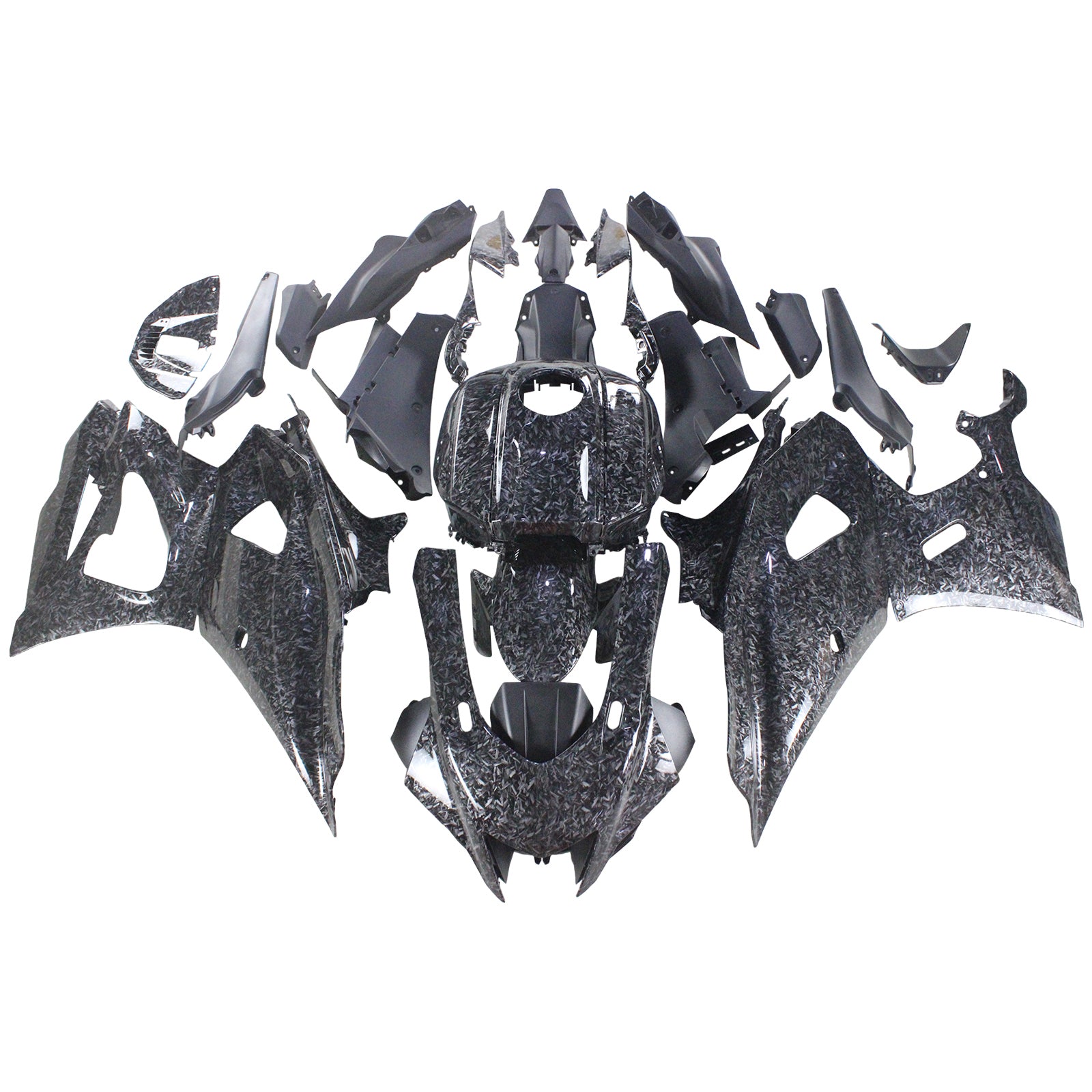 Amotopart 2021-2025 Yamaha YZF-R7 Carbon Fiber Marble Black Fairing Kit