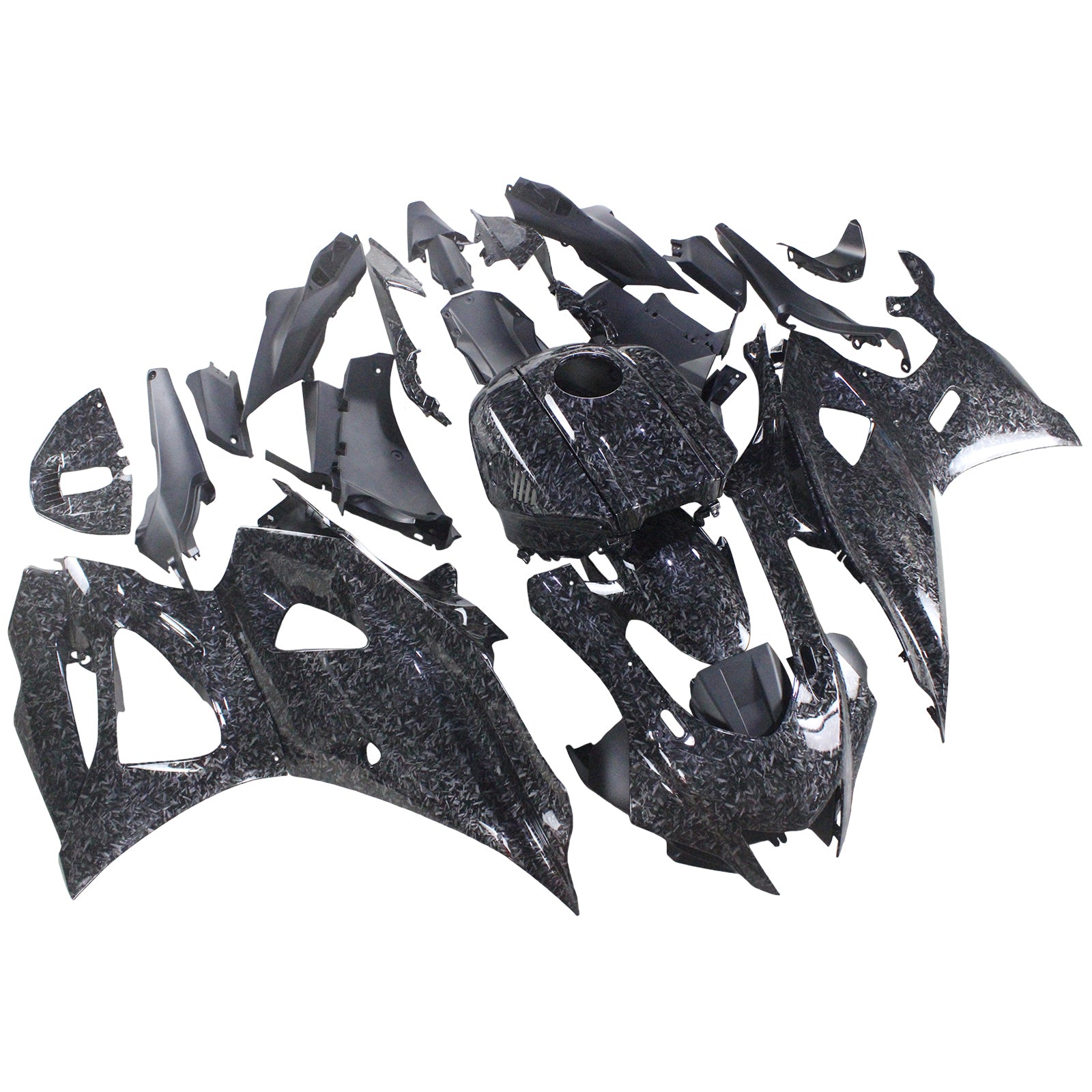Amotopart 2021-2025 Yamaha YZF-R7 Carbon Fiber Marble Black Fairing Kit