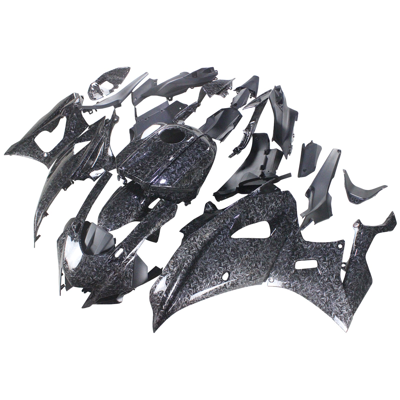 Amotopart 2021-2025 Yamaha YZF-R7 Carbon Fiber Marble Black Fairing Kit