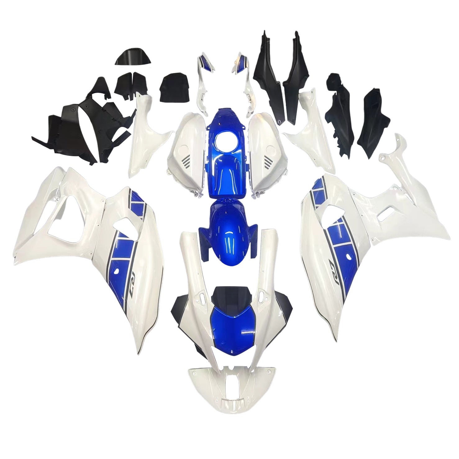 Amotopart 2021-2024 Yamaha YZF-R7 Kit de carenado azul y blanco Style2