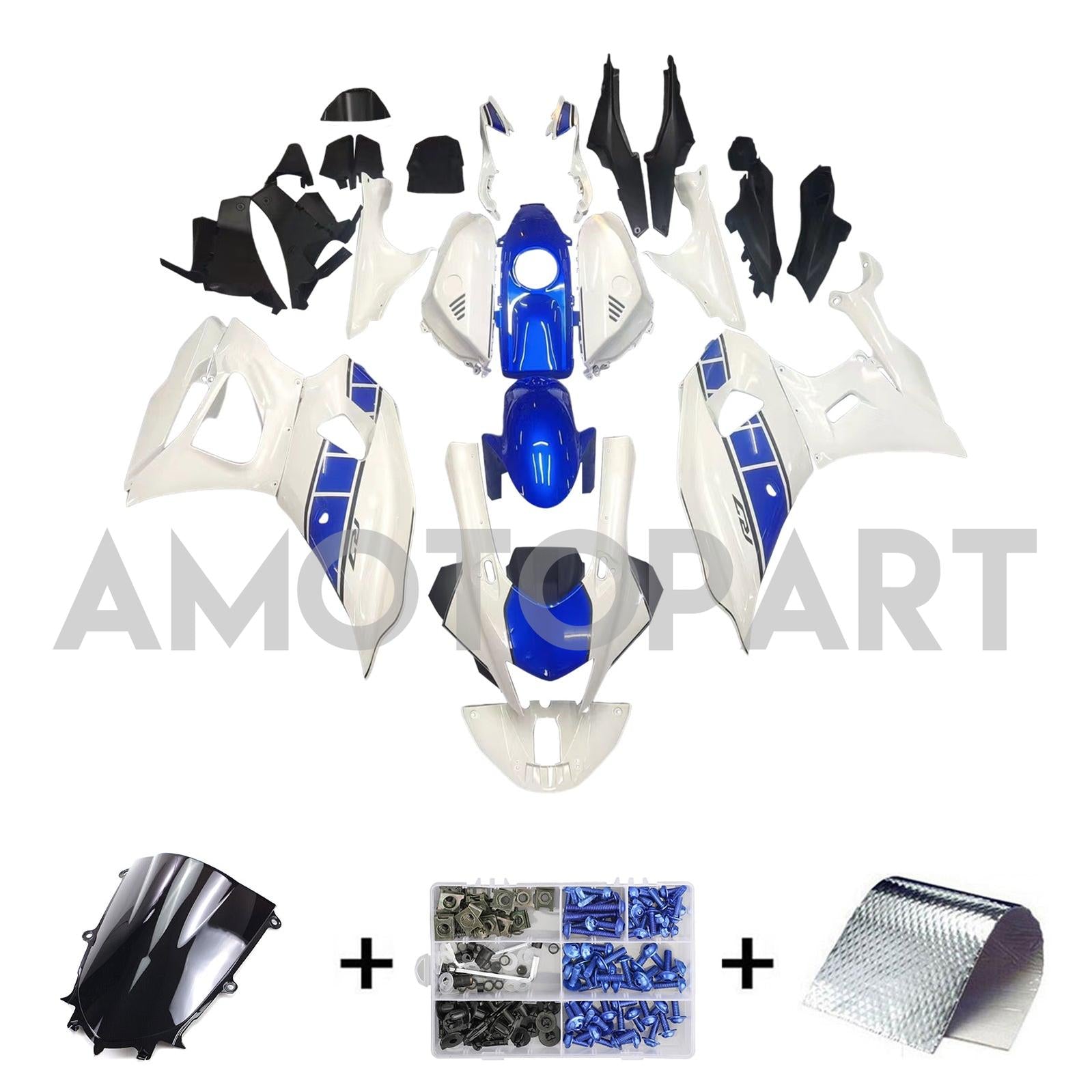 Amotopart 2021-2025 Yamaha YZF-R7 Blue&White Style2 Fairing Kit