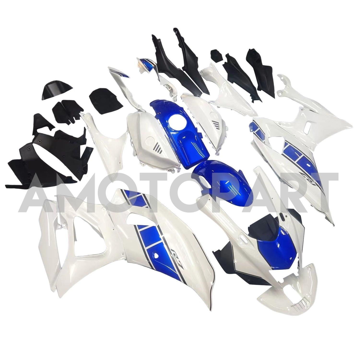Amotopart 2021-2025 Yamaha YZF-R7 Blue & White Style2 Kit de carenagem