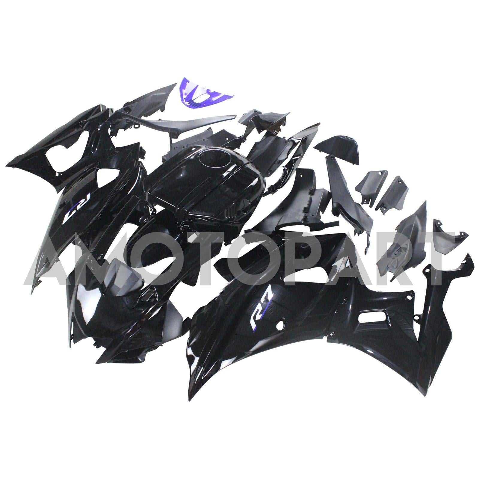 Amotopart 2021-2025 Yamaha YZF-R7 Gradient Black with Blue Logo Fairing Kit