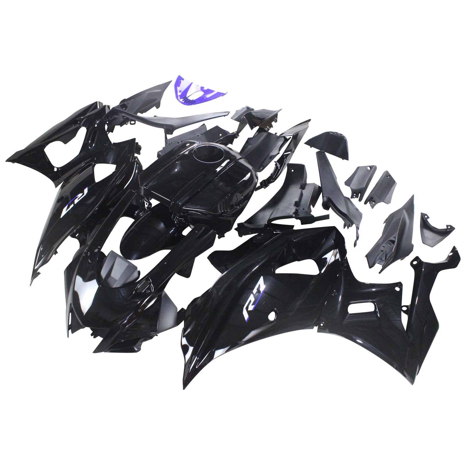 Amotopart 2021-2024 Yamaha YZF-R7 Gradient Black with Blue Logo Fairing Kit