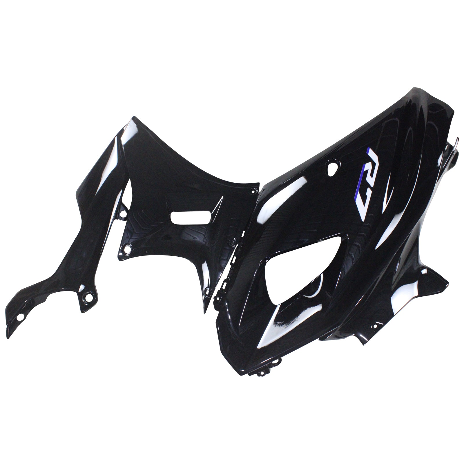 Amotopart 2021-2024 Yamaha YZF-R7 Farbverlauf Schwarz mit blauem Logo Verkleidungssatz