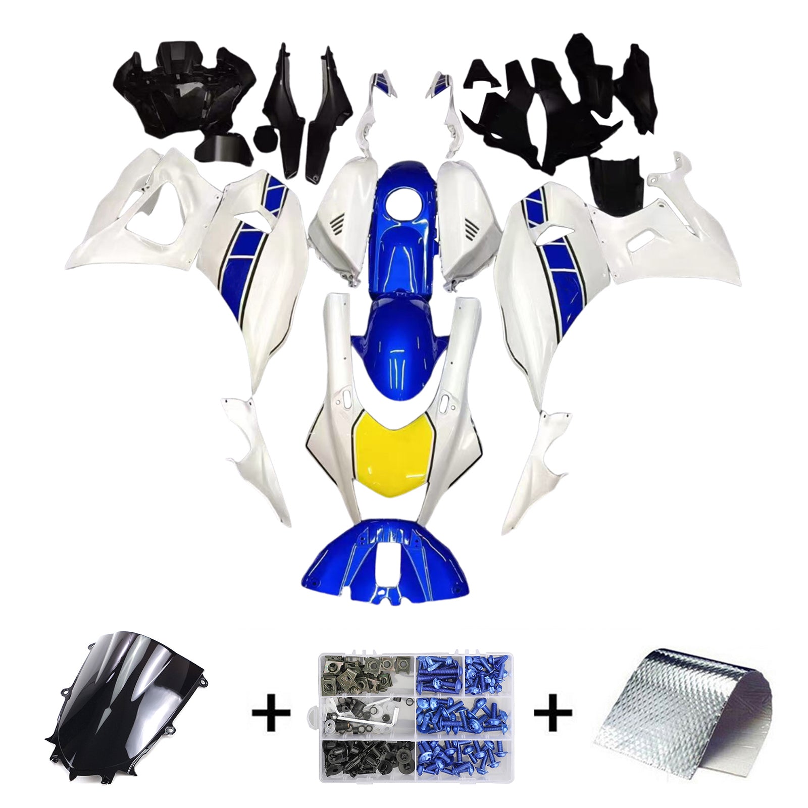 Amotopart 2021-2024 Kit carena Yamaha YZF-R7 blu e bianco stile 1