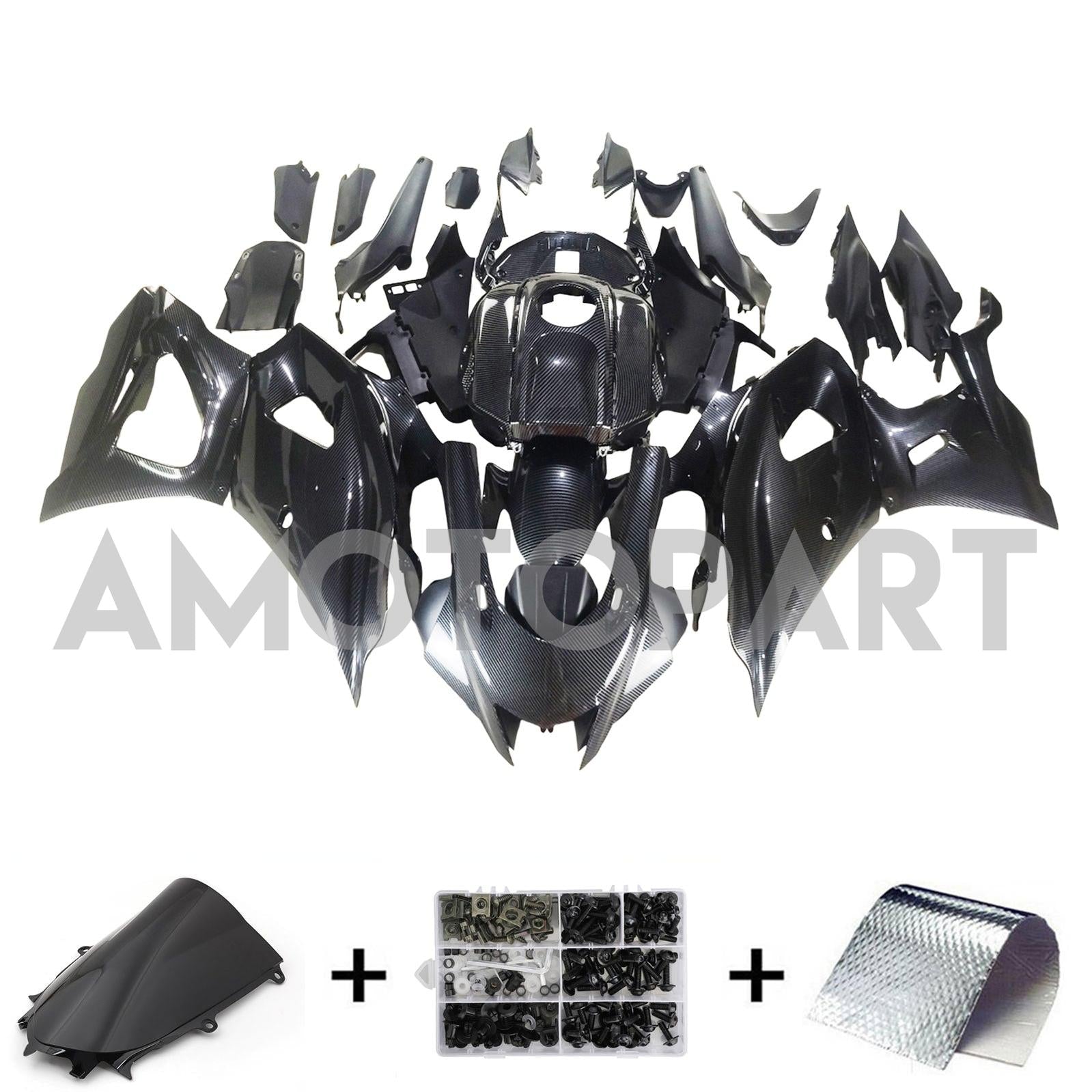 Amotopart 2021-2025 Yamaha YZF-R7 Carbon Fiber Black Fairing Kit