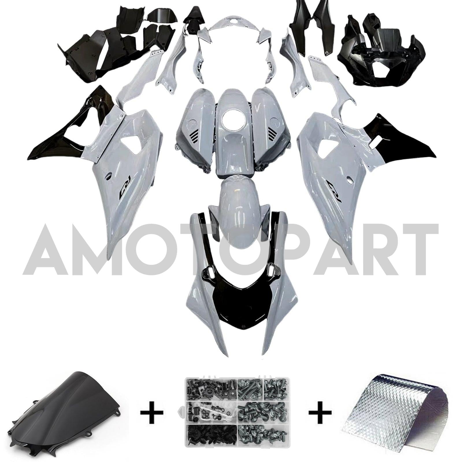 Amotopart 2021-2024 ヤマハ YZF-R7 グレー ブラック フェアリングキット