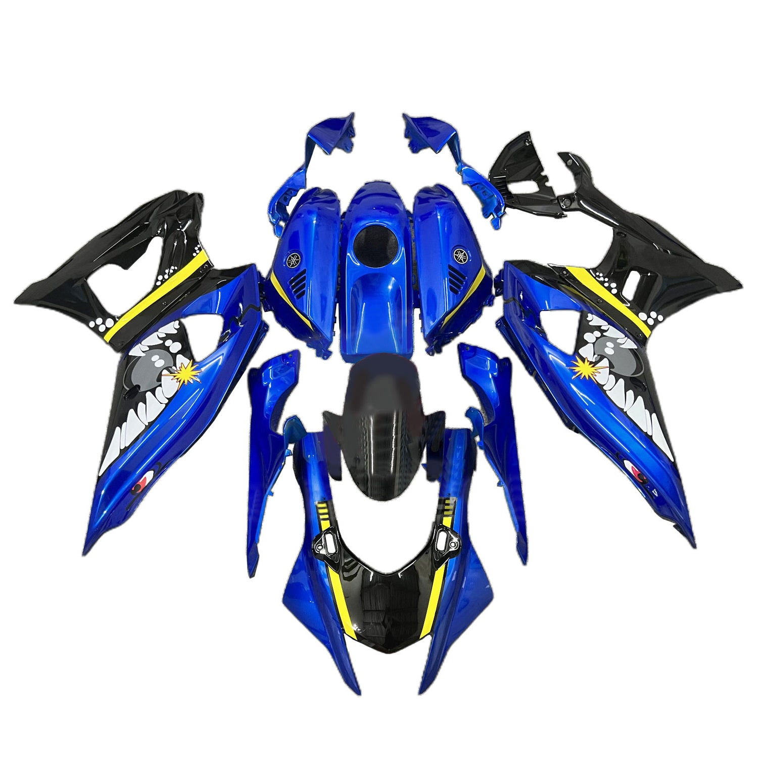 Amotopart 2021-2024 Yamaha YZF-R7 Black Blue Yellow Fairing Kit