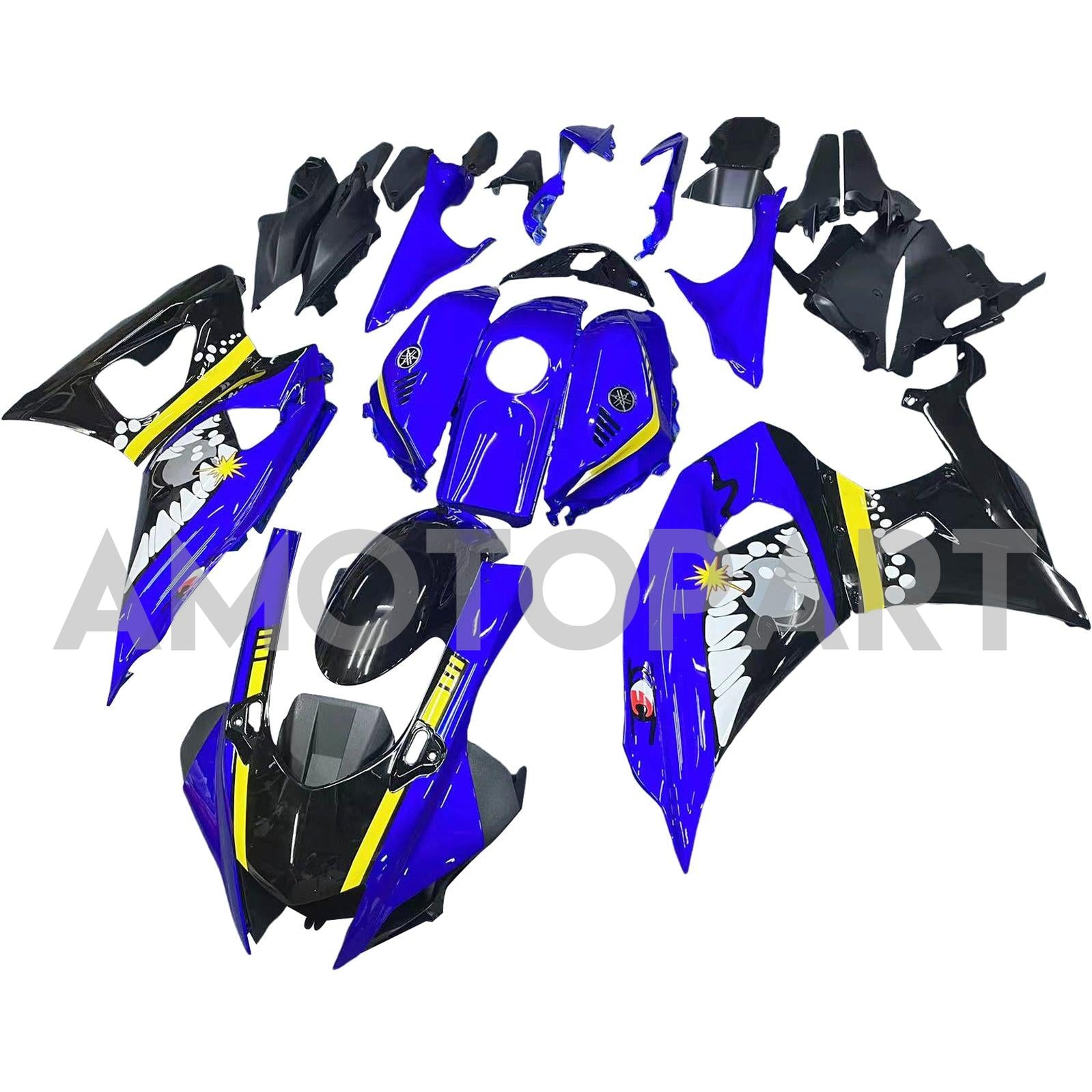 Amotopart 2021-2025 Yamaha YZF-R7 Black Blue Yellow Fairing Kit