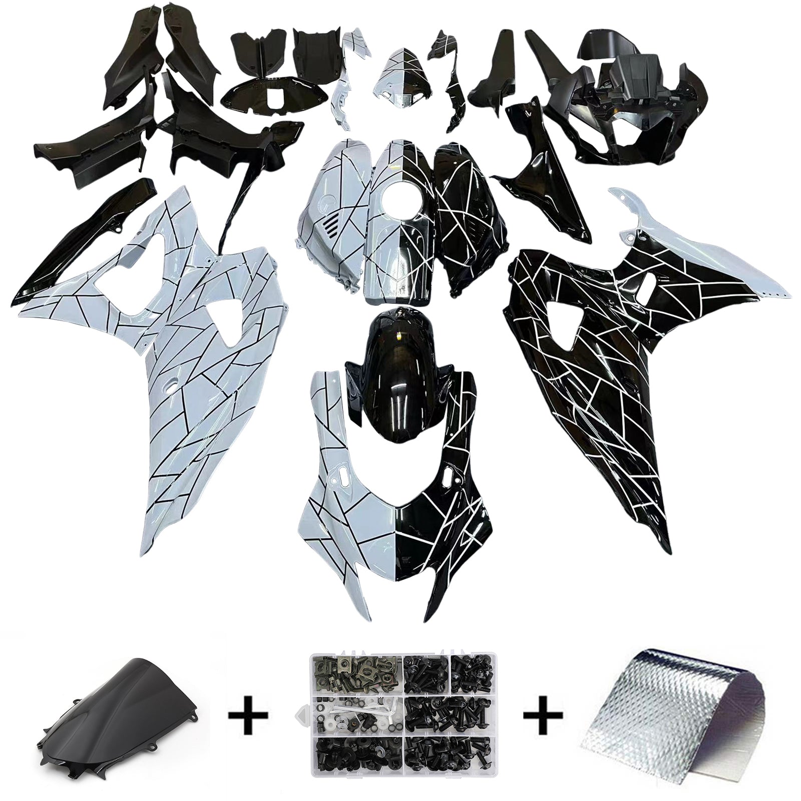 Amotopart 2021-2024 Yamaha YZF-R7 Black White Grey Fairing Kit