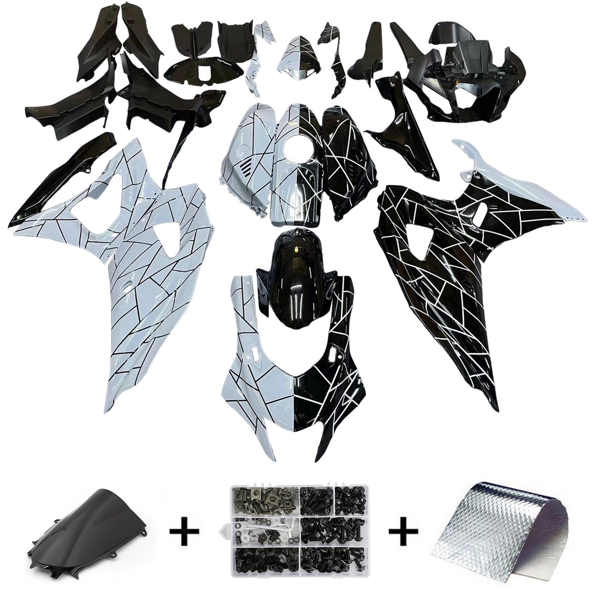 Kit carena Amotopart 2021-2024 Yamaha YZF-R7 nero bianco grigio