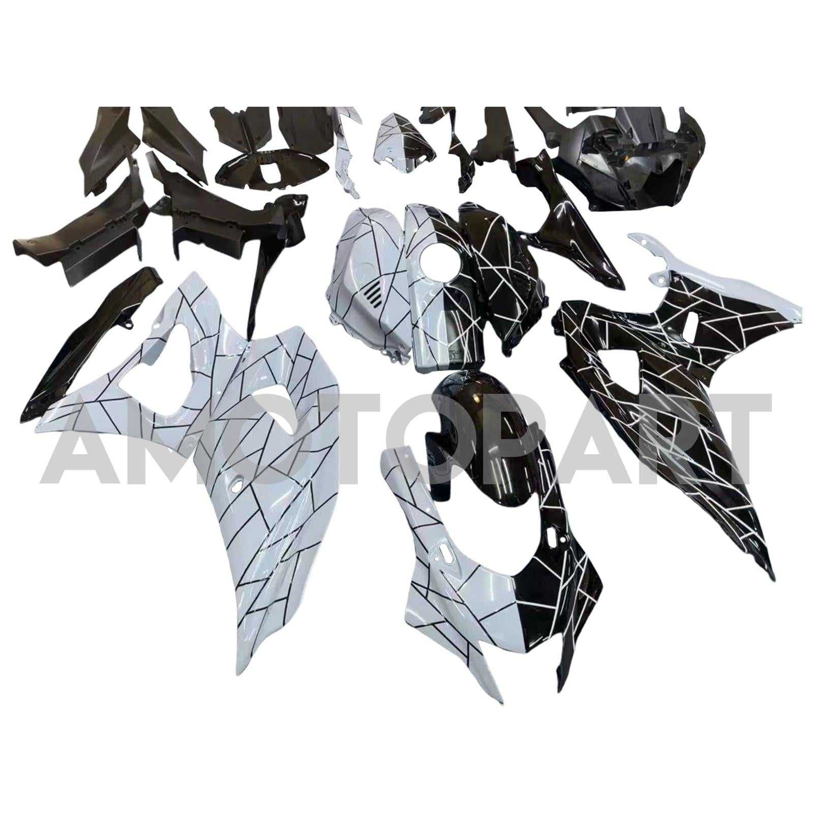 Amotopart 2021-2025 Yamaha YZF-R7 Black White Grey Fairing Kit