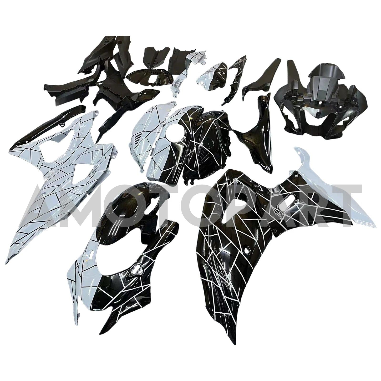 Amotopart 2021-2025 Yamaha YZF-R7 Black White Grey Fairing Kit
