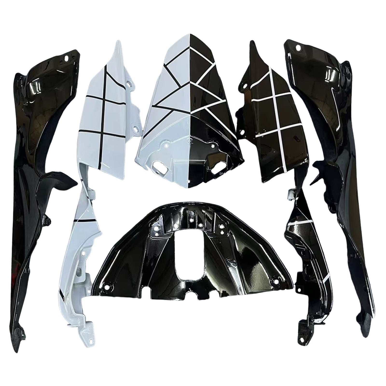 Amotopart 2021-2024 Yamaha YZF-R7 Black White Grey Fairing Kit