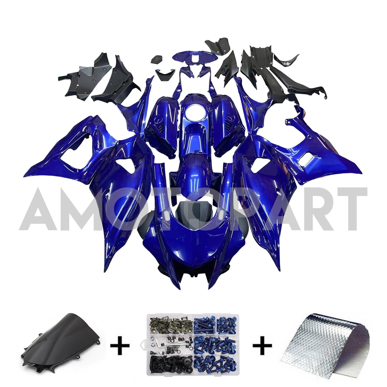 Amotopart 2021-2025 Yamaha YZF-R7 Shiny Dark Blue Fairing Kit