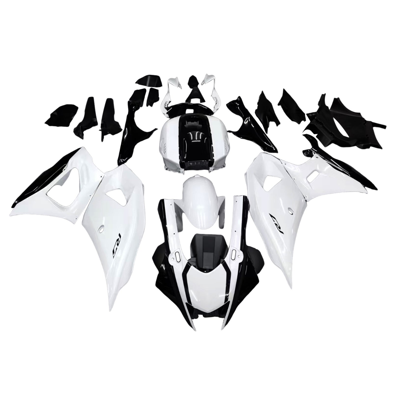 Amotopart 2021–2025 Yamaha YZF-R7 glänzend weißes Verkleidungsset