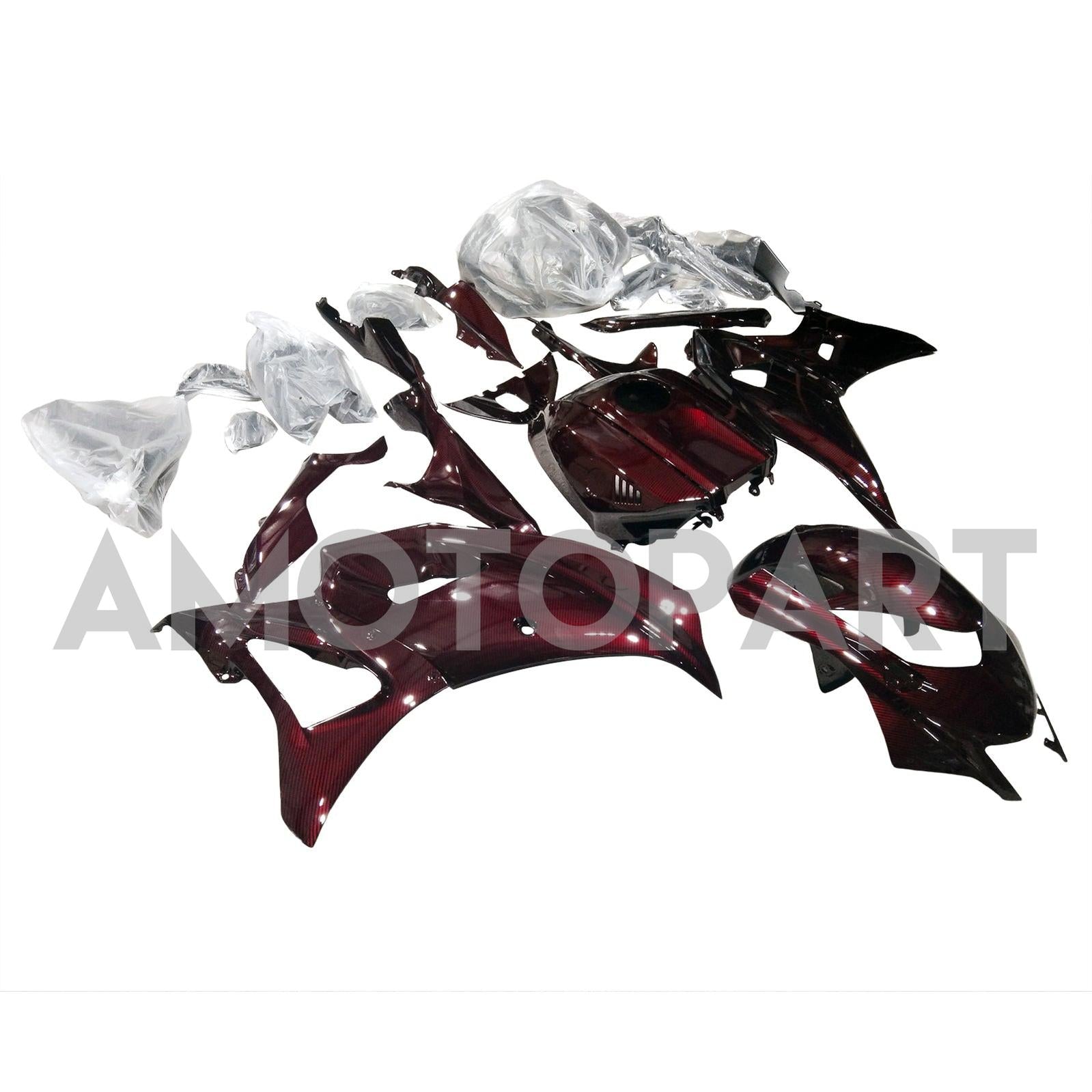 Amotopart 2021-2025 Yamaha YZF-R7 Red Carbon Fiber Fairing Kit