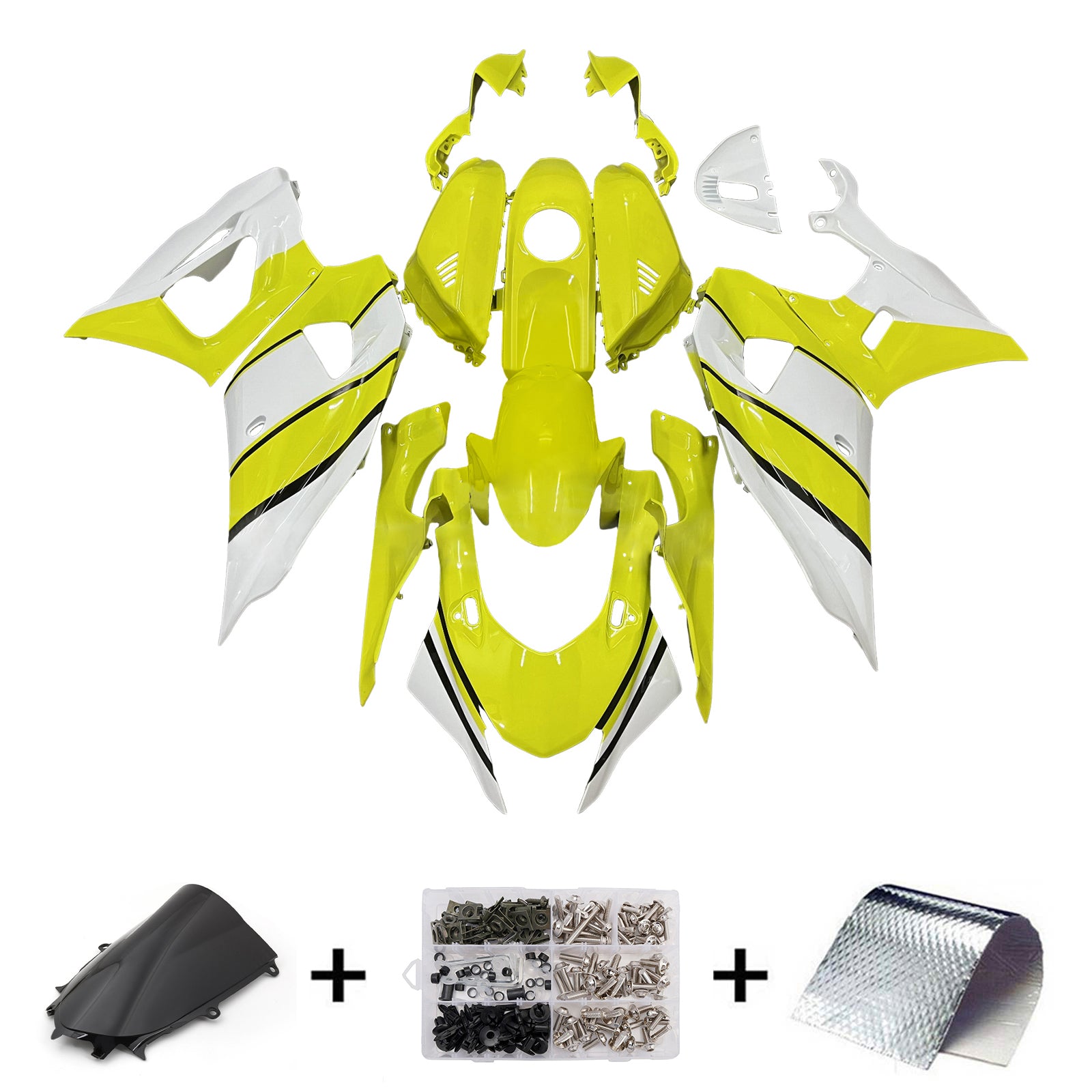 Amotopart 2021-2025 Yamaha YZF-R7 Yellow White Fairing Kit