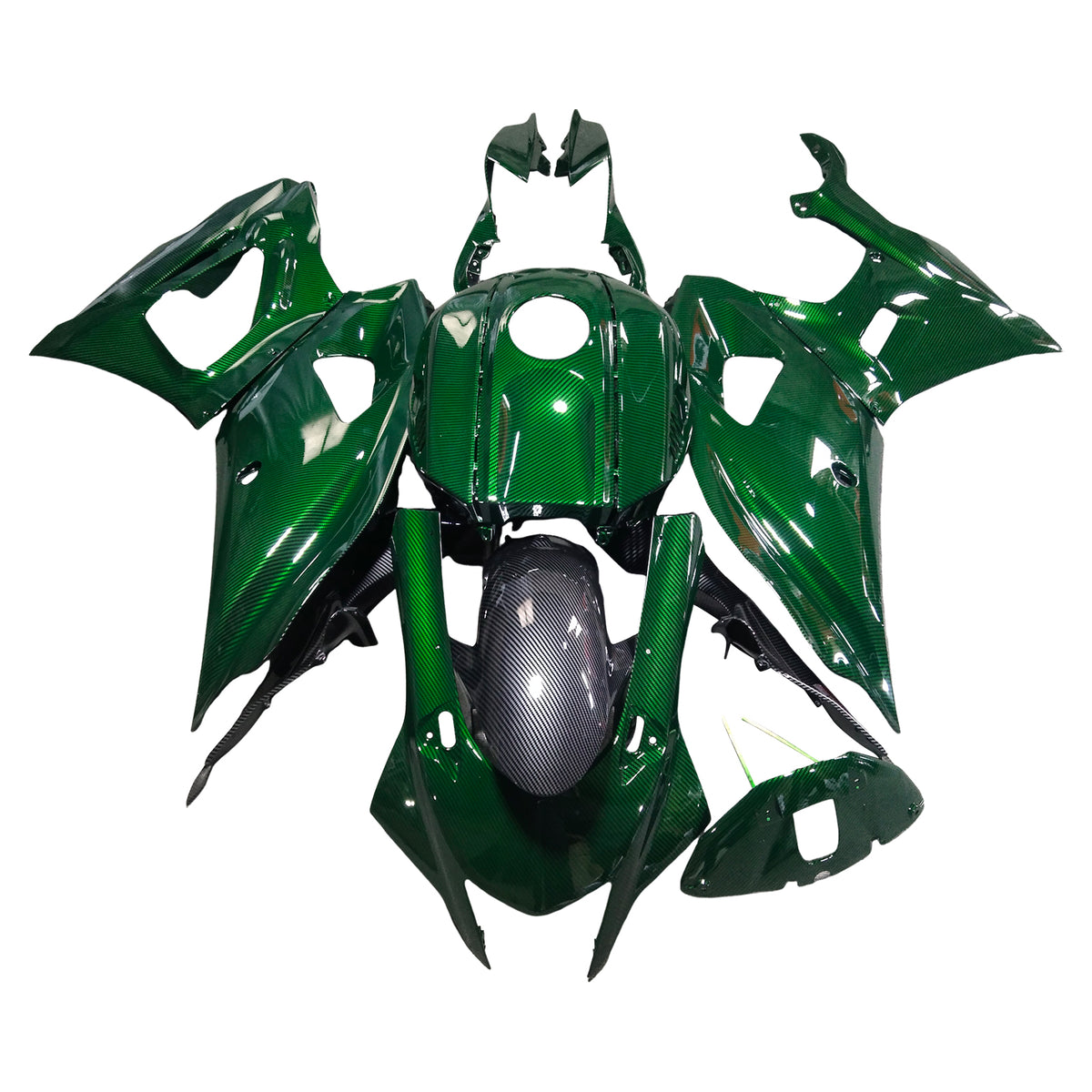 Amotopart 2021-2025 Yamaha YZF-R7 Green Carbon Fiber Pattern Fairing Kit