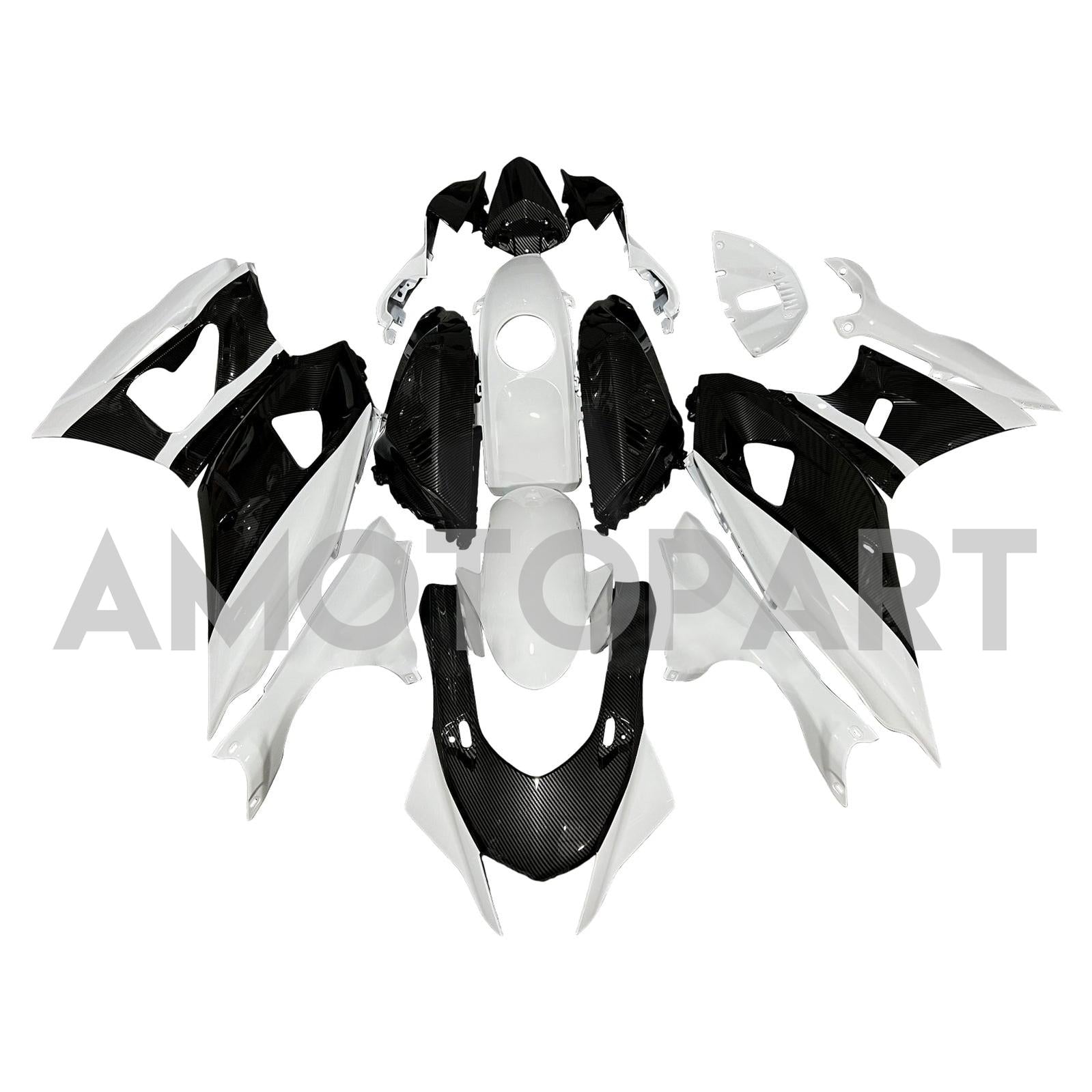 Amotopart 2021-2025 Yamaha YZF-R7 White & Carbon Fiber Pattern Fairing Kit