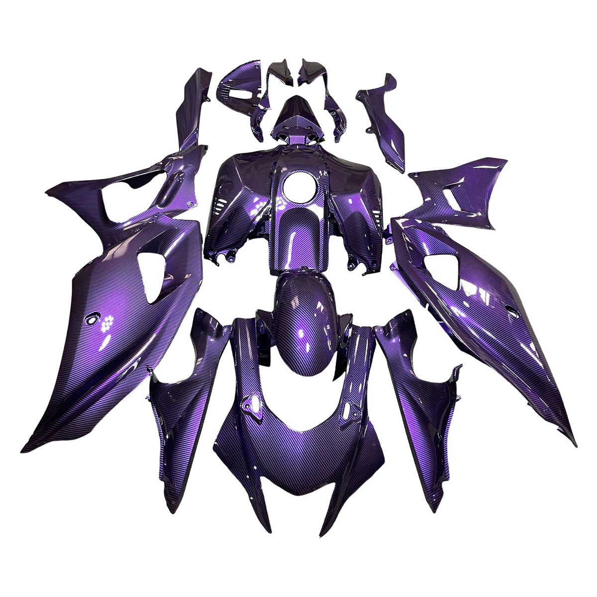 Amotopart 2021-2025 Yamaha YZF-R7 Mid Night Purple Carbon Fiber Pattern Fairing Kit