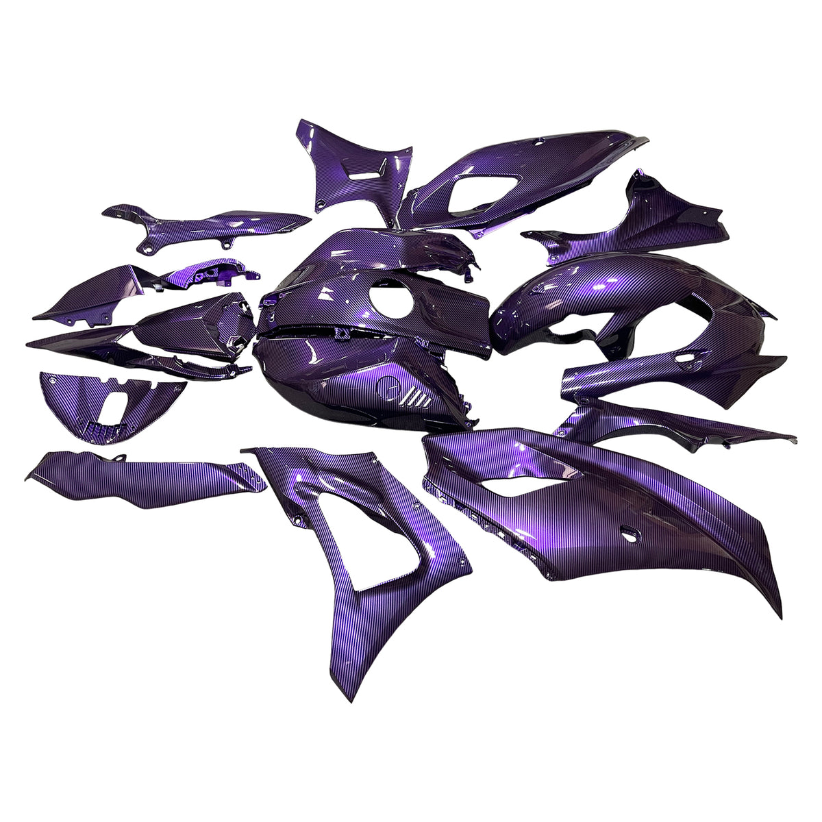 Amotopart 2021-2025 Yamaha YZF-R7 Kit de carenado con patrón de fibra de carbono morado medianoche