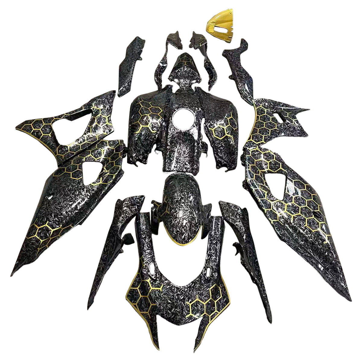Amotopart 2021-2025 Yamaha YZF-R7 Forged Carbon Fiber Gold Fairing Kit