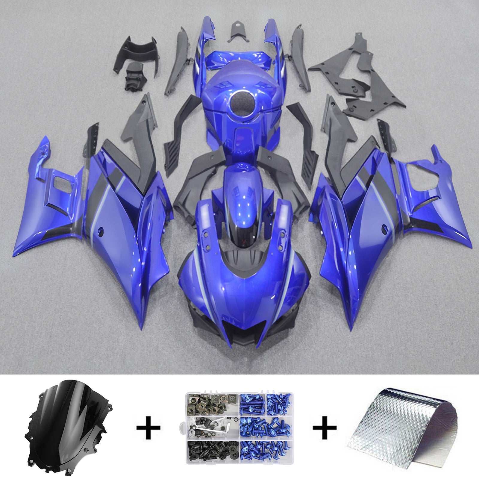 Amotopart 2022-2024 Yamaha YZF-R3 R25 Blue Style1 Fairing Kit
