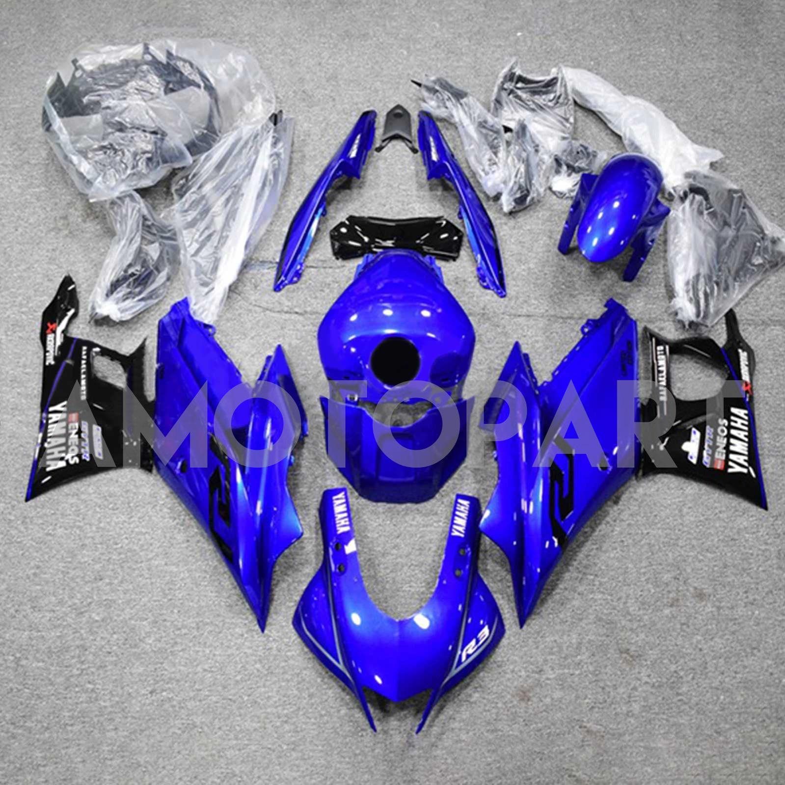 Amotopart 2022-2024 Yamaha YZF-R3 R25 Blue Style8 Fairing Kit