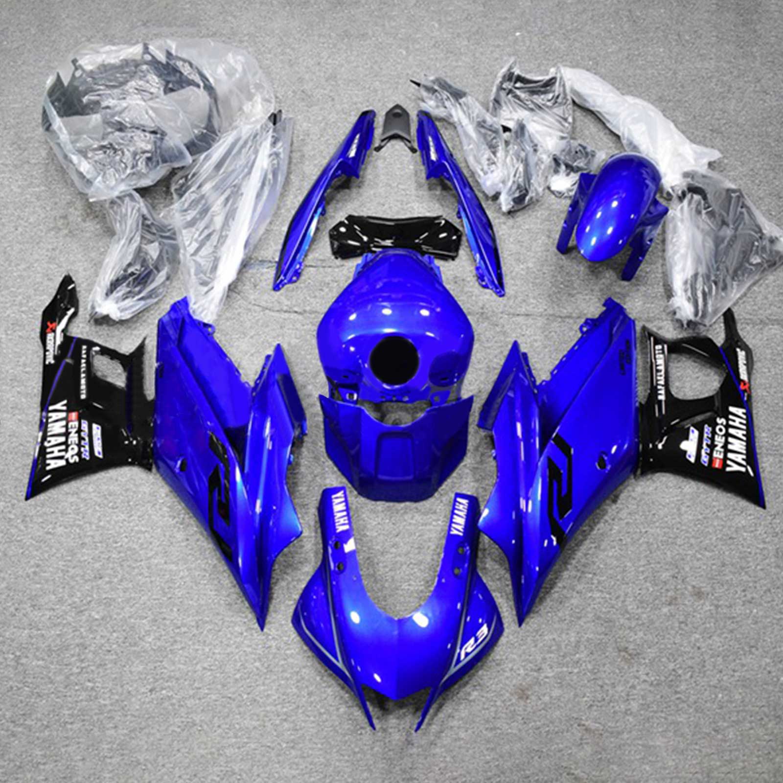 Amotopart 2022-2024 Yamaha YZF-R3 R25 Blau Style8 Verkleidungssatz