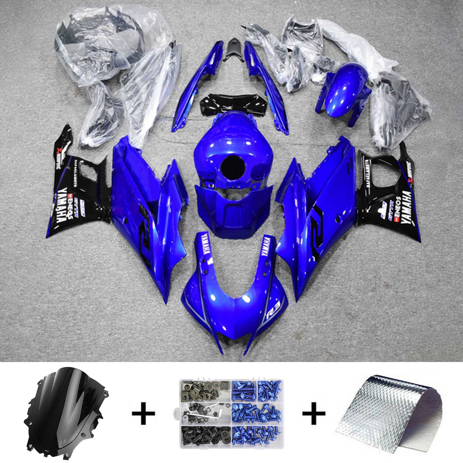 Amotopart 2022-2024 Yamaha YZF-R3 R25 Blau Style8 Verkleidungssatz