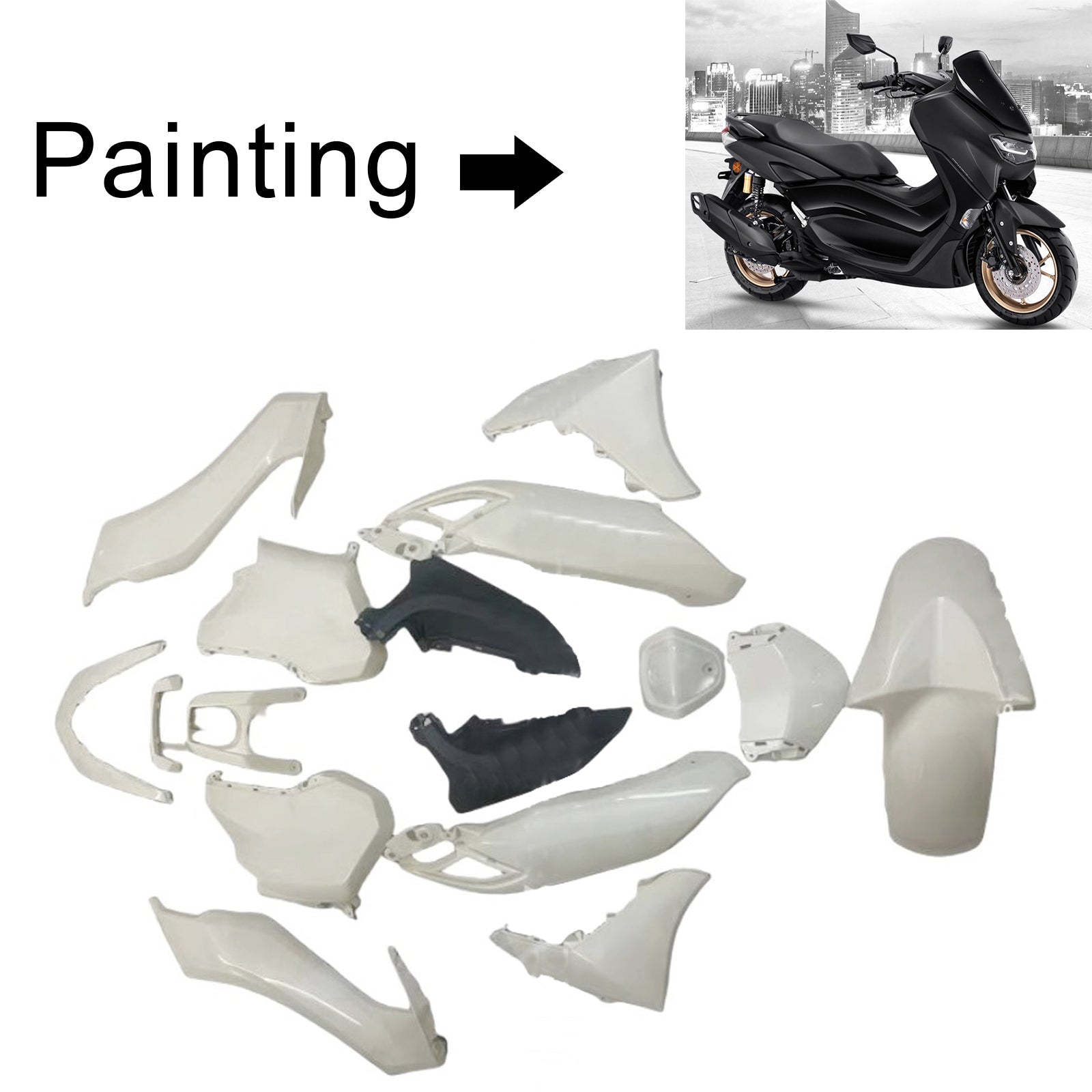 Amotopart 2020–2024 Yamaha NMAX 125/155/250 schwarzes Verkleidungsset