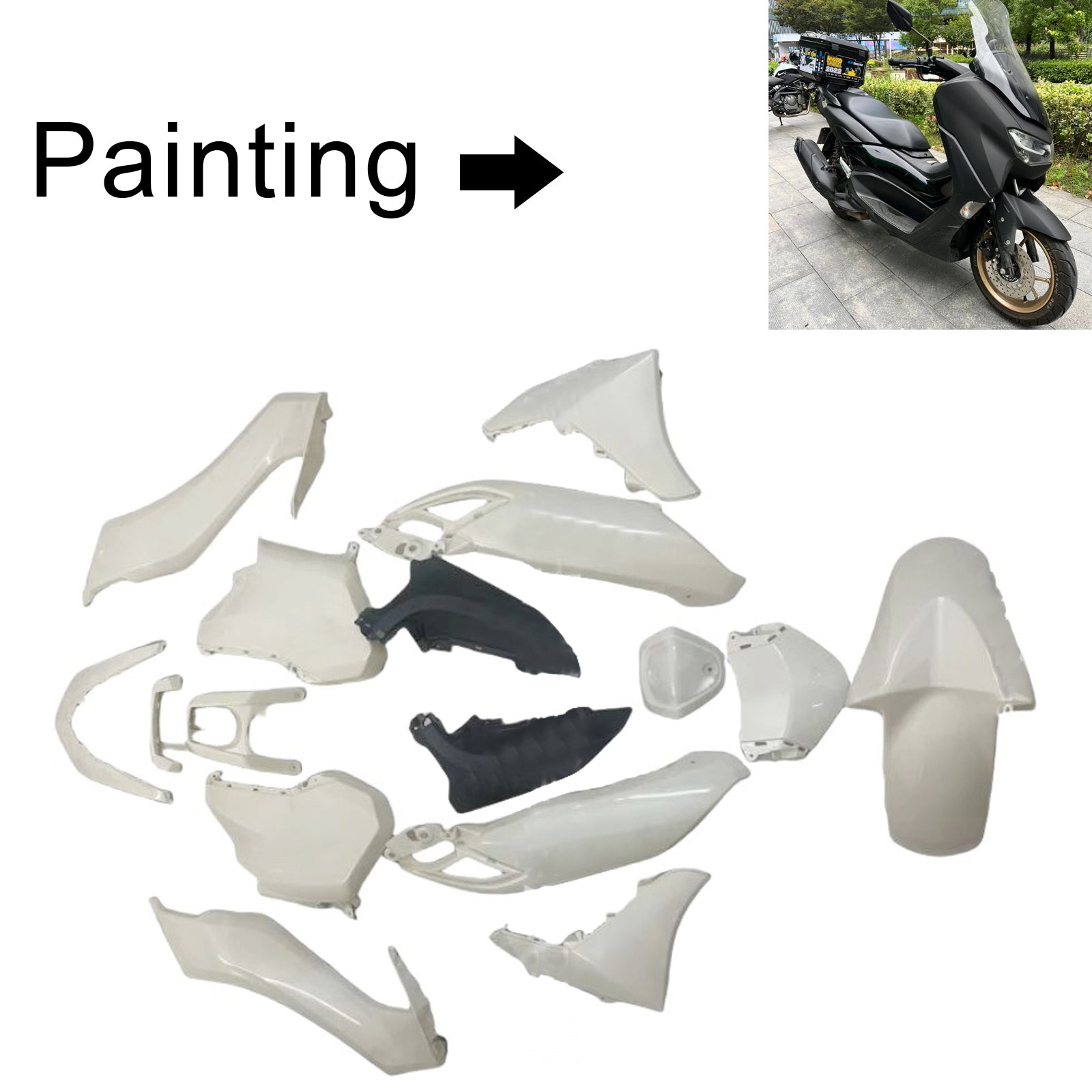 Amotopart 2020–2024 Yamaha NMAX 125/155/250 schwarzes Verkleidungsset
