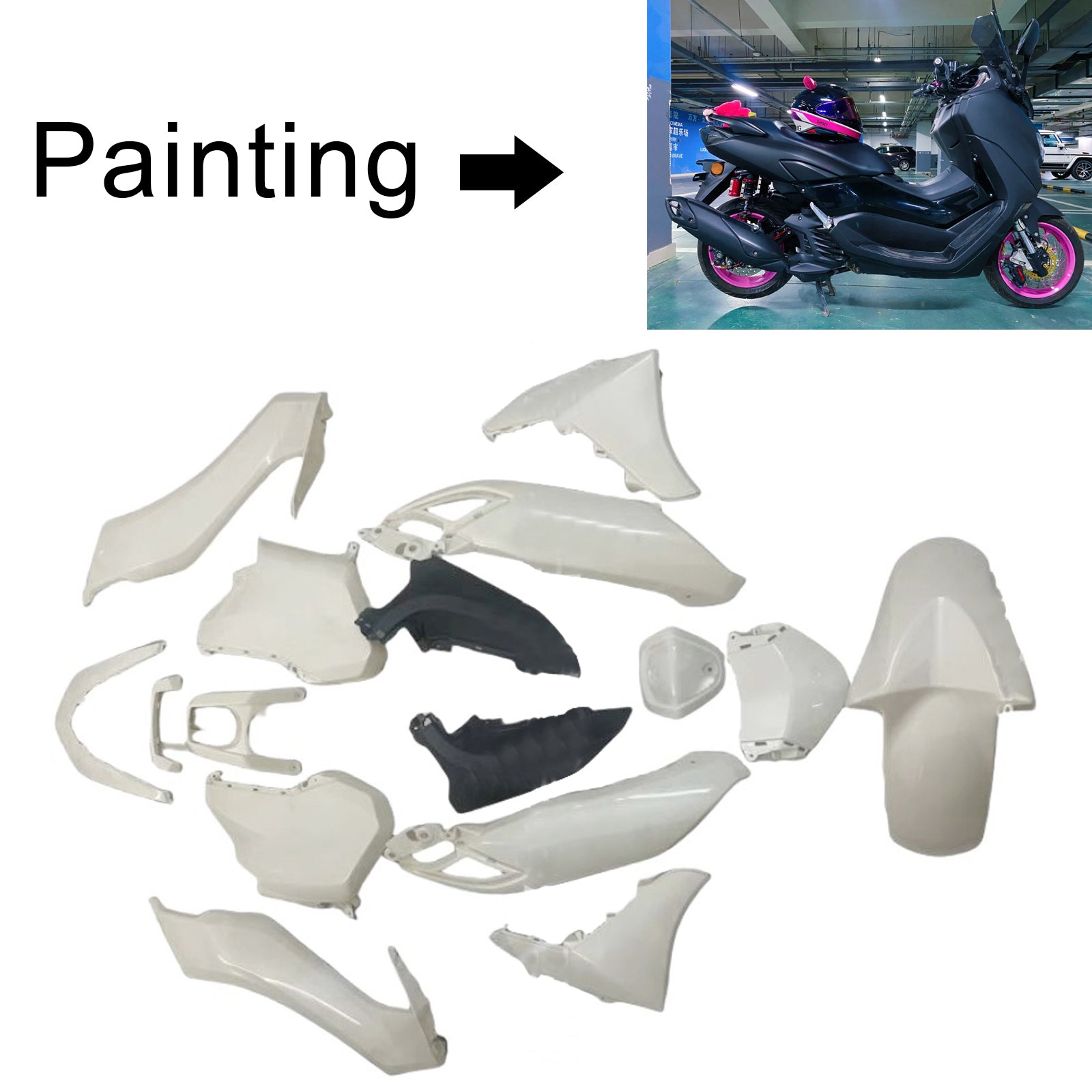 Amotopart 2020–2024 Yamaha NMAX 125/155/250 Schwarz-Rosa Verkleidungsset